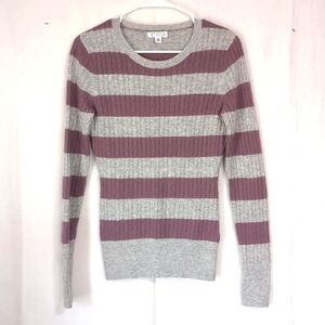Aphorism Purple Grey Striped Crewneck Angora Blend Sweater Size Medium
